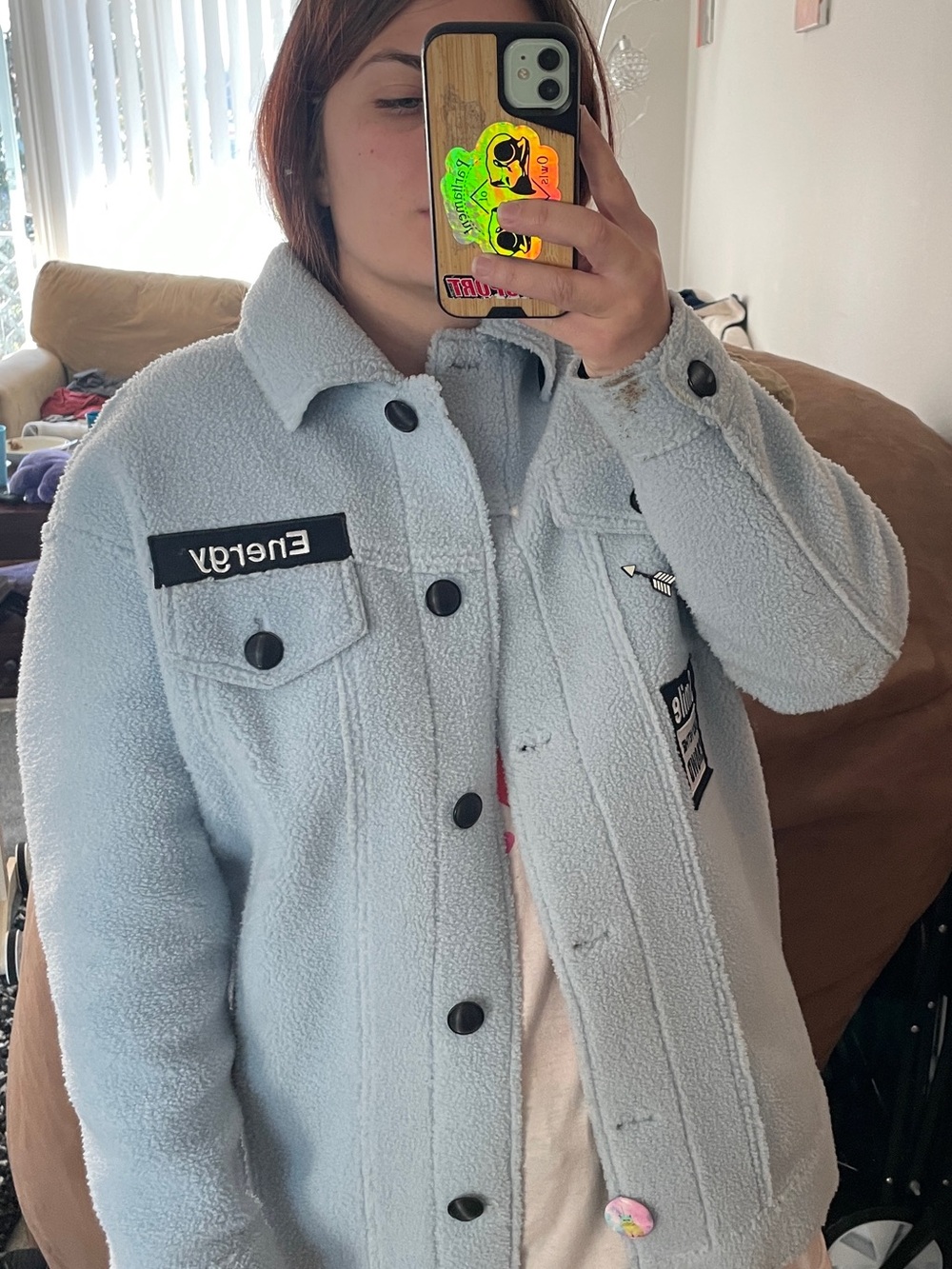 Patch Light Blue Sherpa Jacket